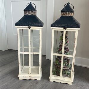 Rustic Cream and Black Lantern Set